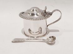 George IV silver gadrooned mustard pot with blue glass liner, Matthew Boulton, Birmingham 1824 and a
