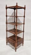 20th century five-tier whatnot with single drawer under, on turned supports, 47.5cm x 136cm