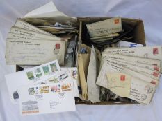 Box of many cover and stamps. Mostly GB interest including KE VII returned to sender mail