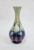 Modern Moorcroft vase, baluster-shape with abstract panel design in shades of green, blue and