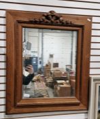 20th century mirror with rectangular plate glass in carved frame, 70cm x 60cm