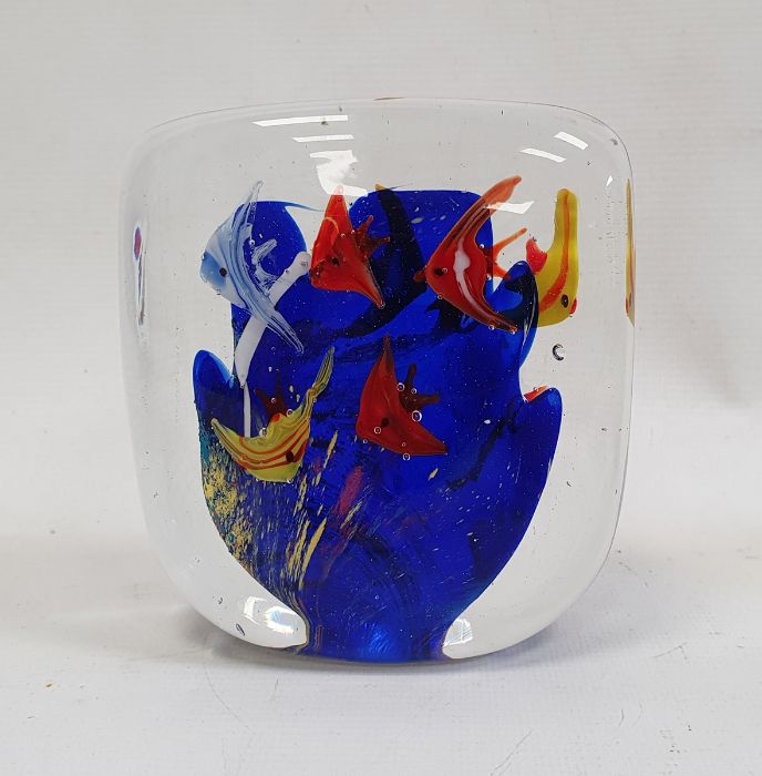 Murano glass 'Aquarium' paperweight of square form and a Murano Art glass paperweight in the form of - Image 2 of 13
