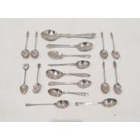 Silver preserve spoon by Roberts & Belk, Sheffield 1958, five silver teaspoons by William Hutton &