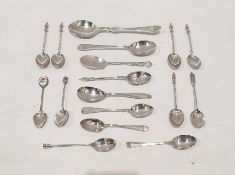Silver preserve spoon by Roberts & Belk, Sheffield 1958, five silver teaspoons by William Hutton &