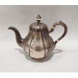 Early 19th century Russian silver teapot of lobed baluster form, on circular foot, marked 'HK 84',