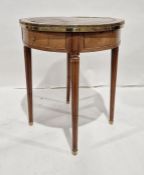 19th century brass-mounted mahogany circular occasional table, the top inset with gilt tooled