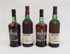 Two bottles of Rocha's Old Tawny Port 26 2/3 FL.OZ and two bottles of Taylor's 20 Years Old Tawny