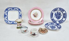 Three 19th century Royal Worcester china dessert plates, floral spray painted with pink and gilt