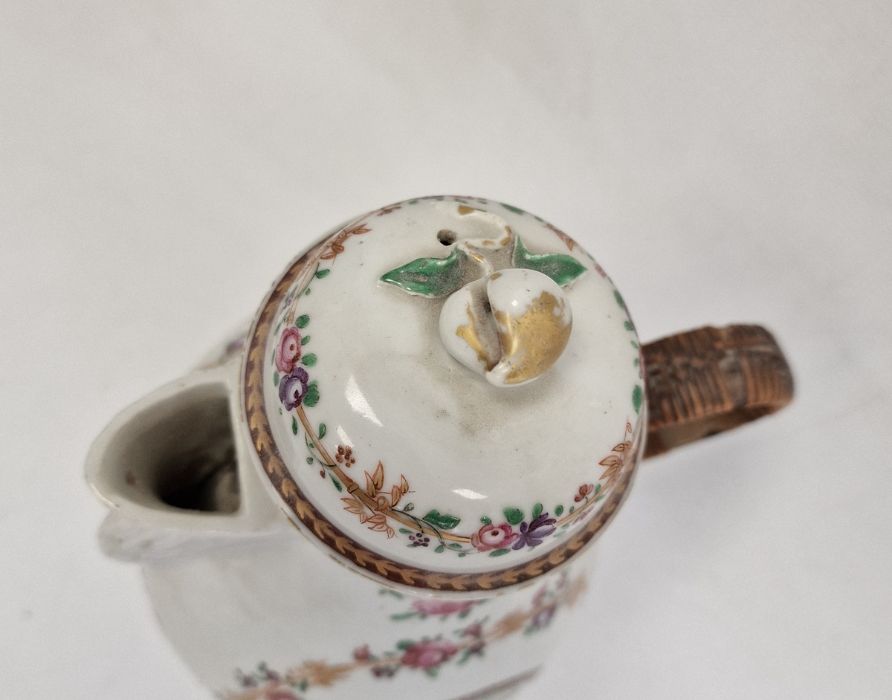 Chinese export porcelain covered jug of baluster shape with shell spout, all painted in famille rose - Image 5 of 42