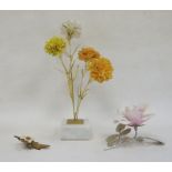 Royal Worcester bone china and gilt bronze flower arrangement designed by R Van Ruyckevelt,