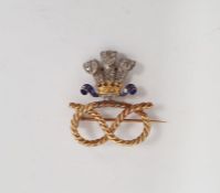 Gold, diamond and enamel regimental brooch of the former Staffordshire regiment (1959-2007) with