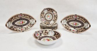 Continental porcelain dessert service for eight persons, two elliptical dishes,circular serving