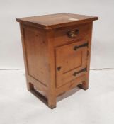 20th century pine cupboard, with rectangular top, single drawer and cupboard door, on style supports