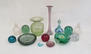 Early 20th century iridescent green glass bowl, possibly Loetz, a Murano 'Aventurine' glass bowl