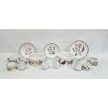 Two large Portmeirion 'Botanic Garden' serving dishes, four teacups, lidded sugar bowl, two sugar