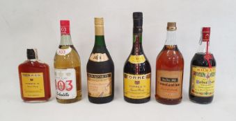 Bottle of Constantino Fine Old Brandy, a bottle of Torres 10 Gran Reserva Imperial Brandy 1 litre, a