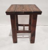 20th century square pine table on block supports