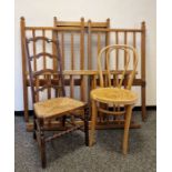 Vintage child's cot, a bentwood chair and one further chair (3)
