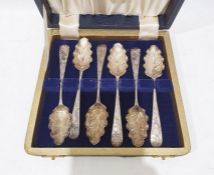 Set of six Georgian silver teaspoons with later scrolling decoration and shaped bowls 2.3 ozt