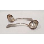 Two Georgian silver ladles, various makers and dates, 3.5ozt (2)