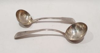 Two Georgian silver ladles, various makers and dates, 3.5ozt (2)