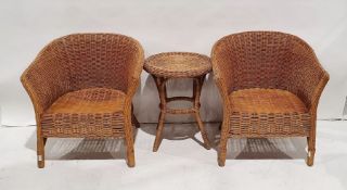 Two wicker armchairs and coffee table (3)