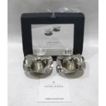 Pair of Georg Jensen boxed stainless steel candle holders (2)