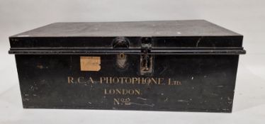 Metal painted trunk marked 'RCA Photophone Ltd, London, No.2'