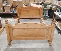 Pine double bed frame, approx 5ft wide