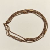 9ct gold guard chain, circular and double bar link, 31g approx. Condition ReportLight surface