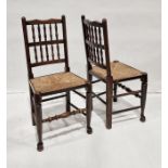 Set of four Lancashire spindleback rush-seated chairs on turned front stretcher (4)