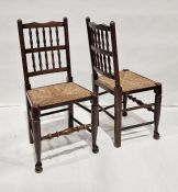 Set of four Lancashire spindleback rush-seated chairs on turned front stretcher (4)