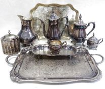 Electroplated wares to include coffee pots, trays, canteen, etc