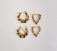Two pairs of 18ct yellow gold earrings, gross weight 9.9g approx.