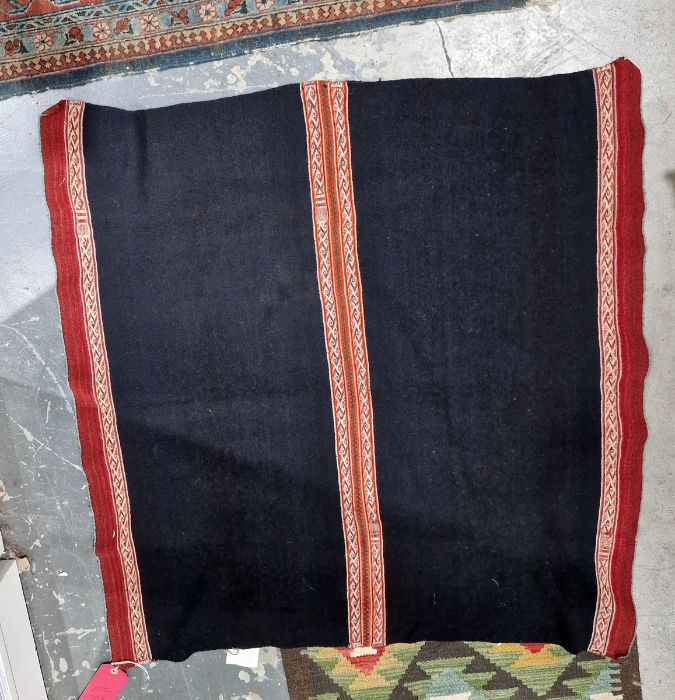 Peruvian shawl / blanket in black with red detailing