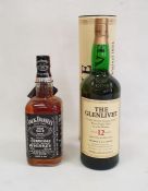 Bottle Glenlivet Pure Single Malt Scotch Whisky, aged 12 years, 1 litre and a bottle of Jack Daniels