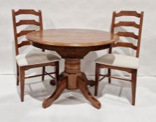 Modern extending table and two ladderback chairs and two further (unassembled) (5)