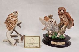 Country Artists owls 'Herald of Spring' by David Ivey 242/2500 1998 and another owl resin model (2)