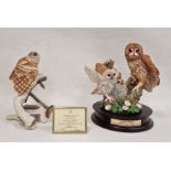 Country Artists owls 'Herald of Spring' by David Ivey 242/2500 1998 and another owl resin model (2)