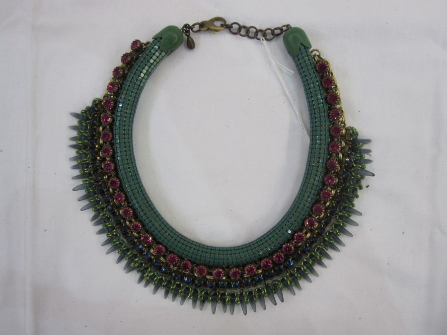 Sveva collarette necklace, green with pink, blue, green and grey borders, in box - Image 4 of 5