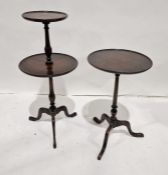 20th century tripod table with mahogany top, on turned supports to three ogee legs and similar two-