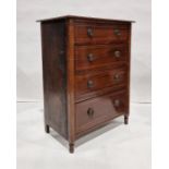20th century mahogany and strung chest of four long drawers, on turned supports, 76cm x 100cm