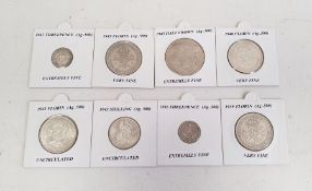Quantity of silver coins including florin (1939, 1940, 1943, 1945), half crown (1945), shilling (