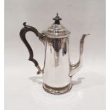 Late Victorian silver coffee pot with ebony finial and handle, on circular foot, Goldsmiths &