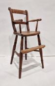 Vintage child's elm seated high chair