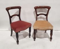 Four Victorian mahogany dining chairs with serpentine front rails and turned supports (4)