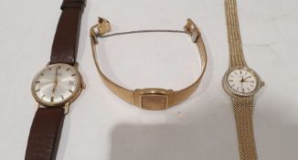 Lady's Seiko gilt metal wristwatch with flexible mesh strap, a lady's Rotary rolled gold and