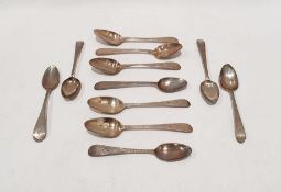 Ten assorted Georgian silver teaspoons with cut decoration, various makers and dates 4.5 ozt