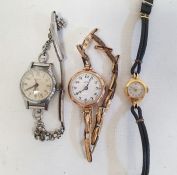 Lady's Lenroc 9ct gold vintage wristwatch and the gold-coloured expanding metal strap, a lady's