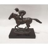 David Cornell bronze sculpture 'Champion Finish': featuring Lester Piggott on Nijinsky dated 1985,